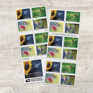 100 Garden Delights 2023 Forever Postage Stamps Postal USPS Spring Flowers Birds